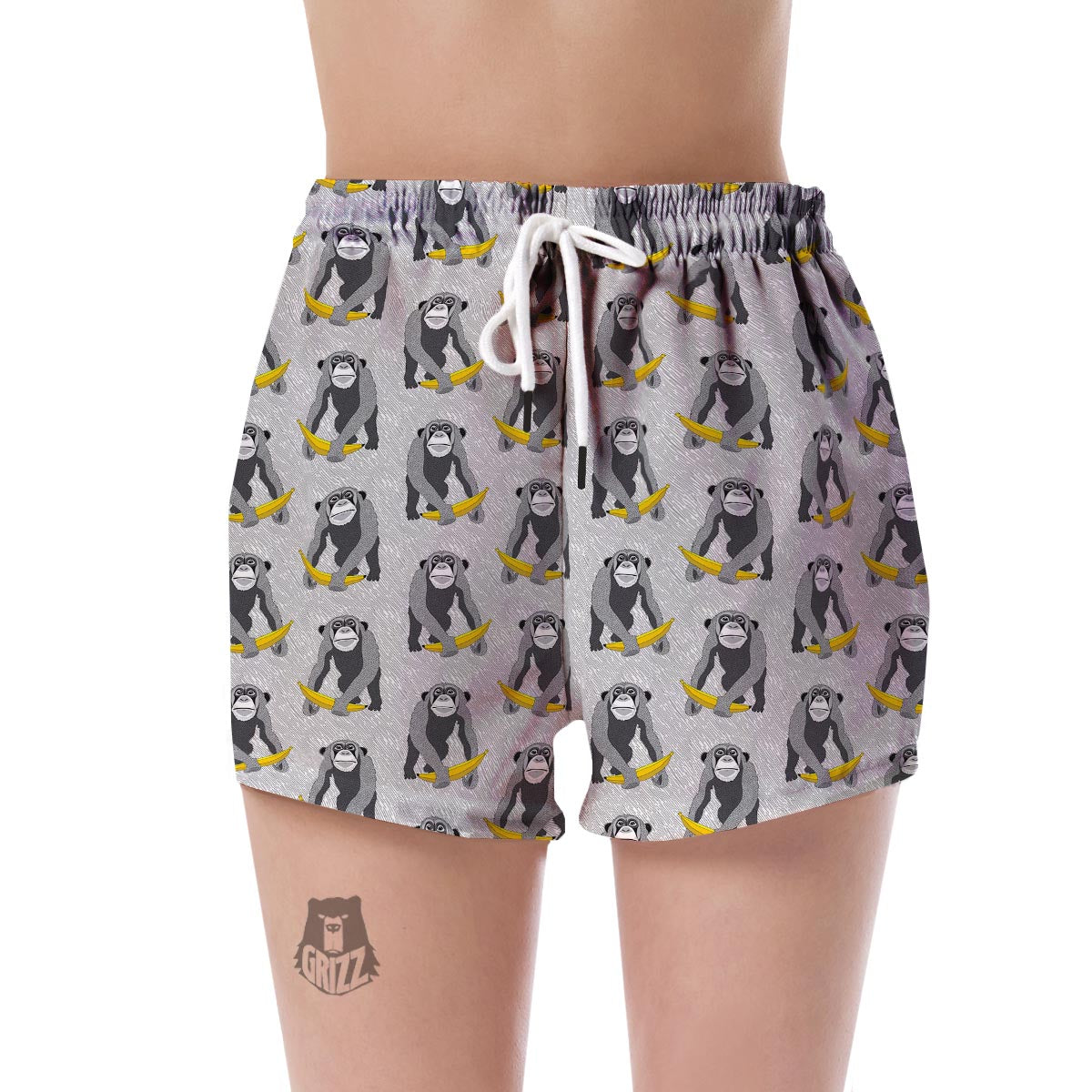 Chimp Monkey Banana Pattern Print Women's Shorts-grizzshop