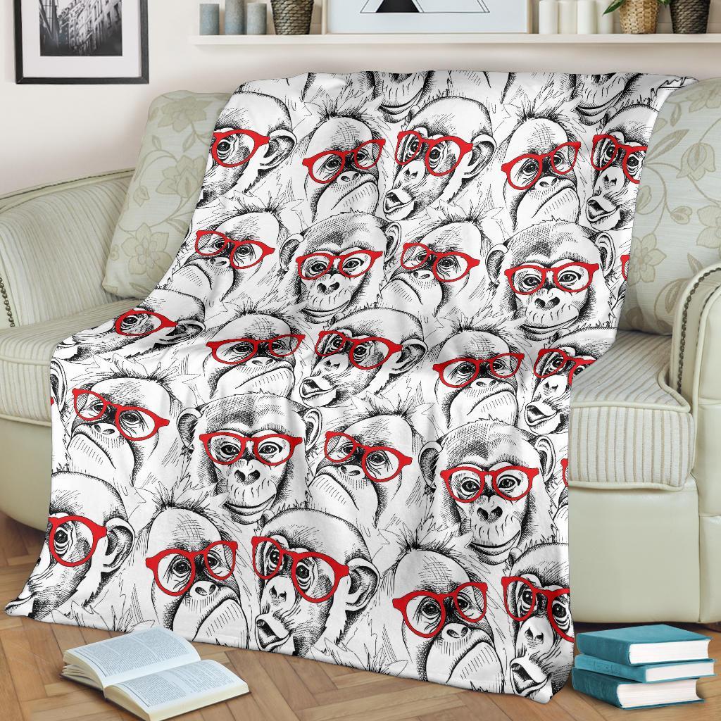 Chimp Monkey Pattern Print Blanket-grizzshop