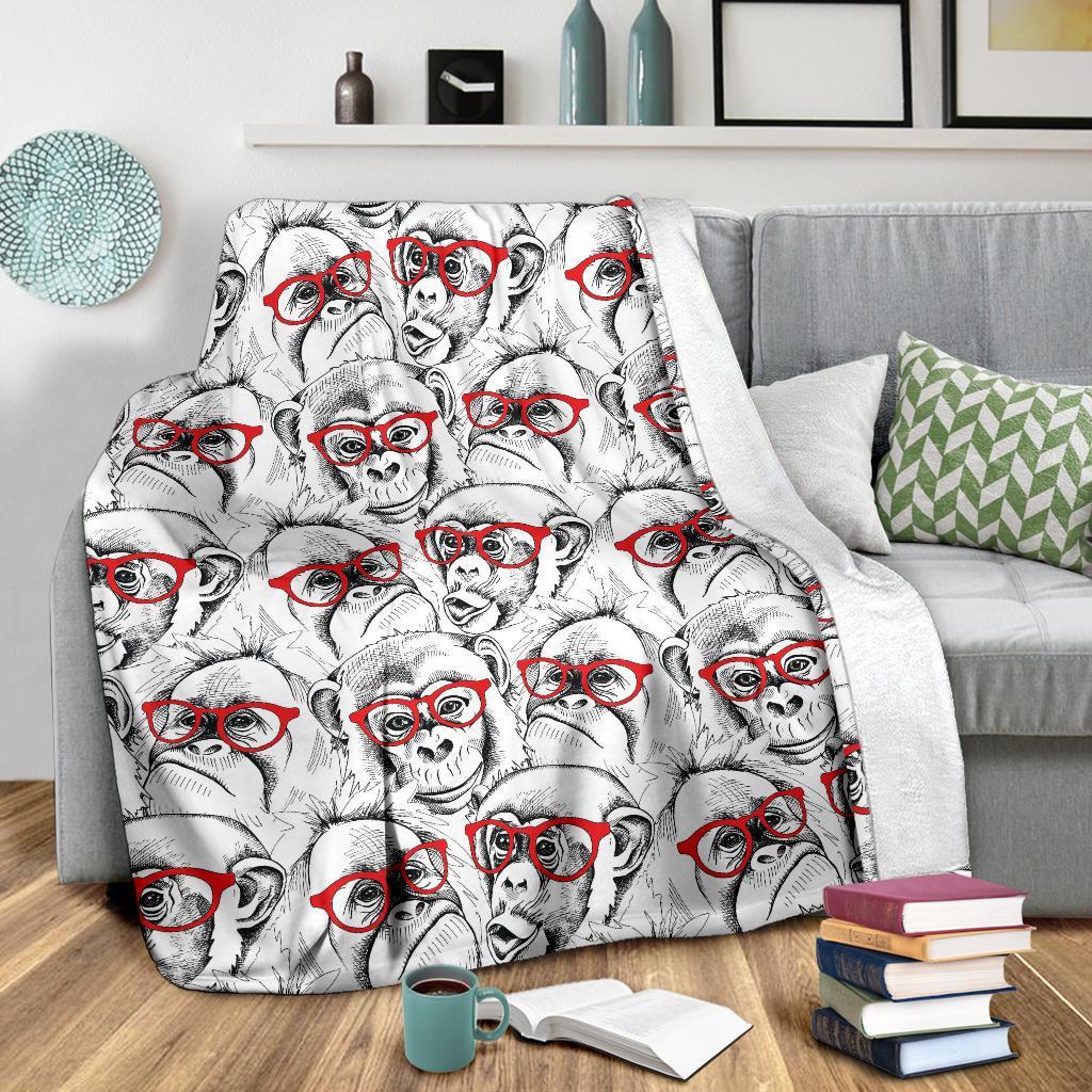 Chimp Monkey Pattern Print Blanket-grizzshop