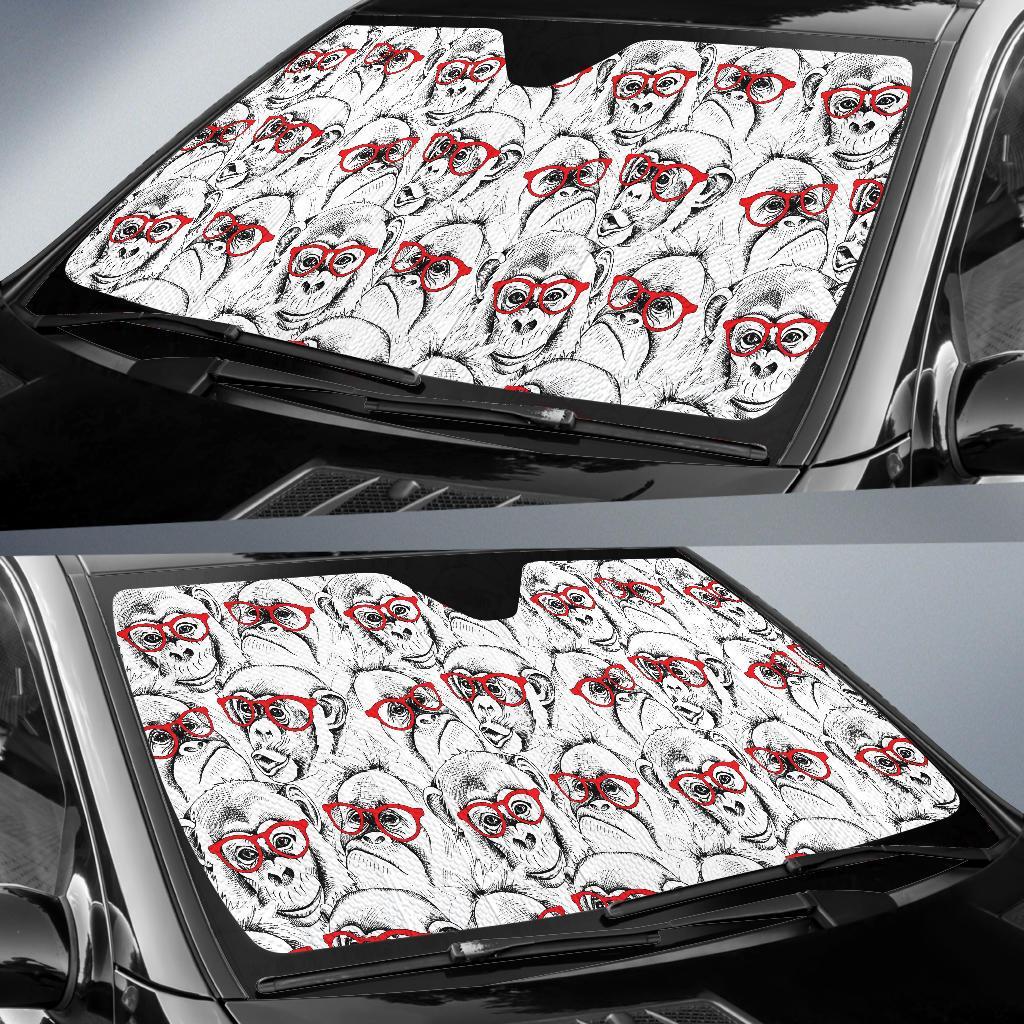 Chimp Monkey Pattern Print Car Sun Shade-grizzshop
