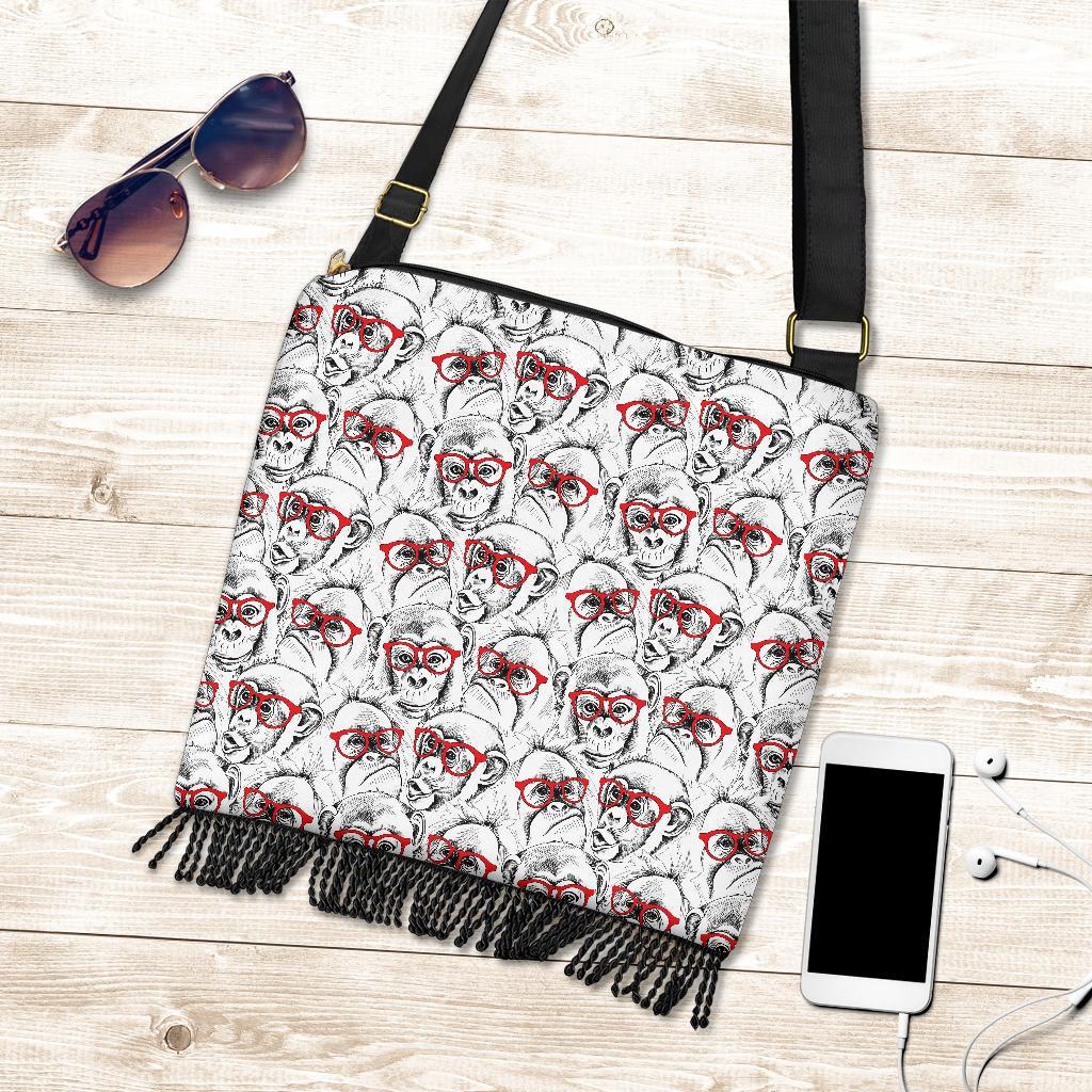 Chimp Monkey Pattern Print Crossbody Bags-grizzshop