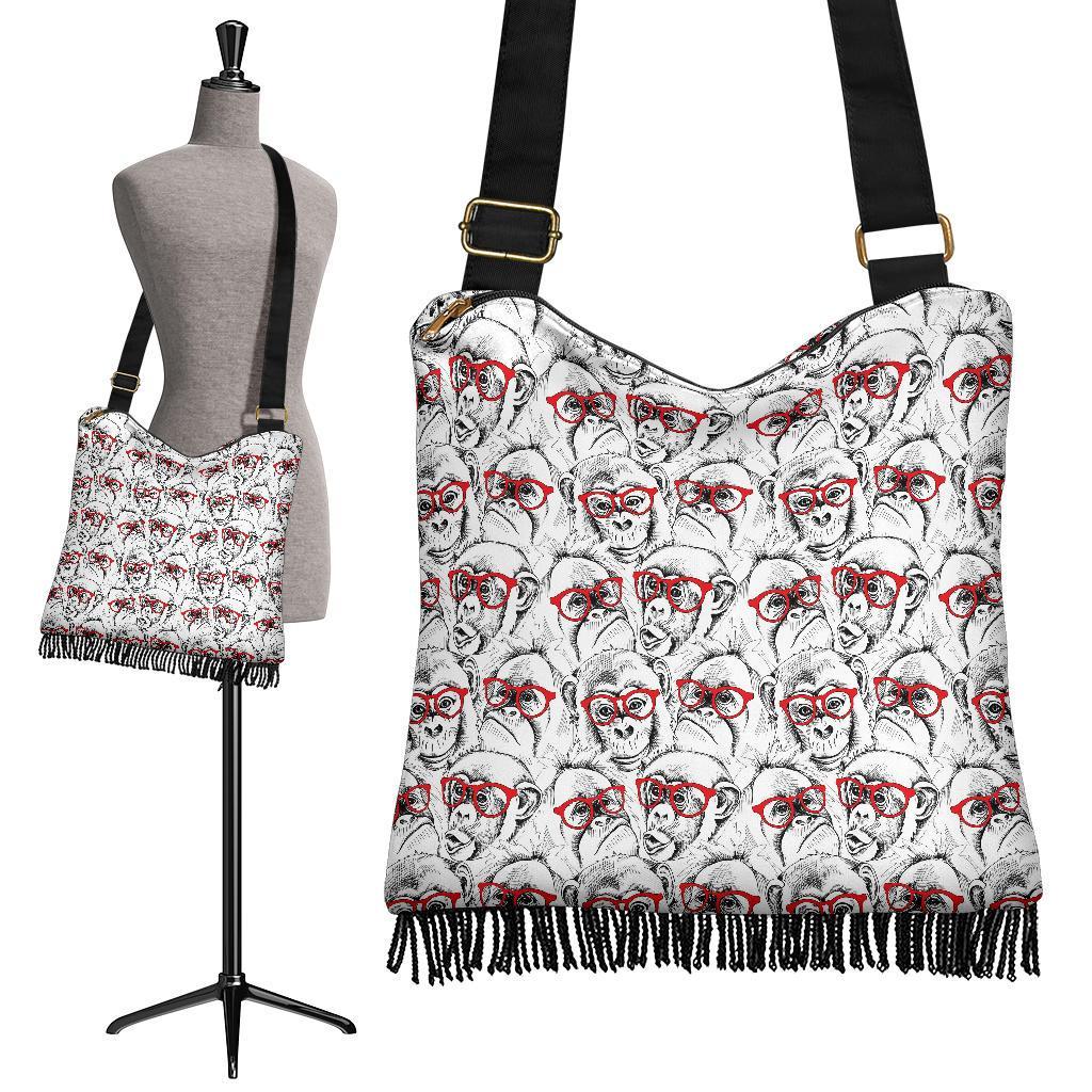 Chimp Monkey Pattern Print Crossbody Bags-grizzshop