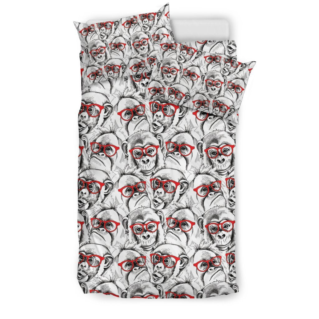 Chimp Monkey Pattern Print Duvet Cover Bedding Set-grizzshop
