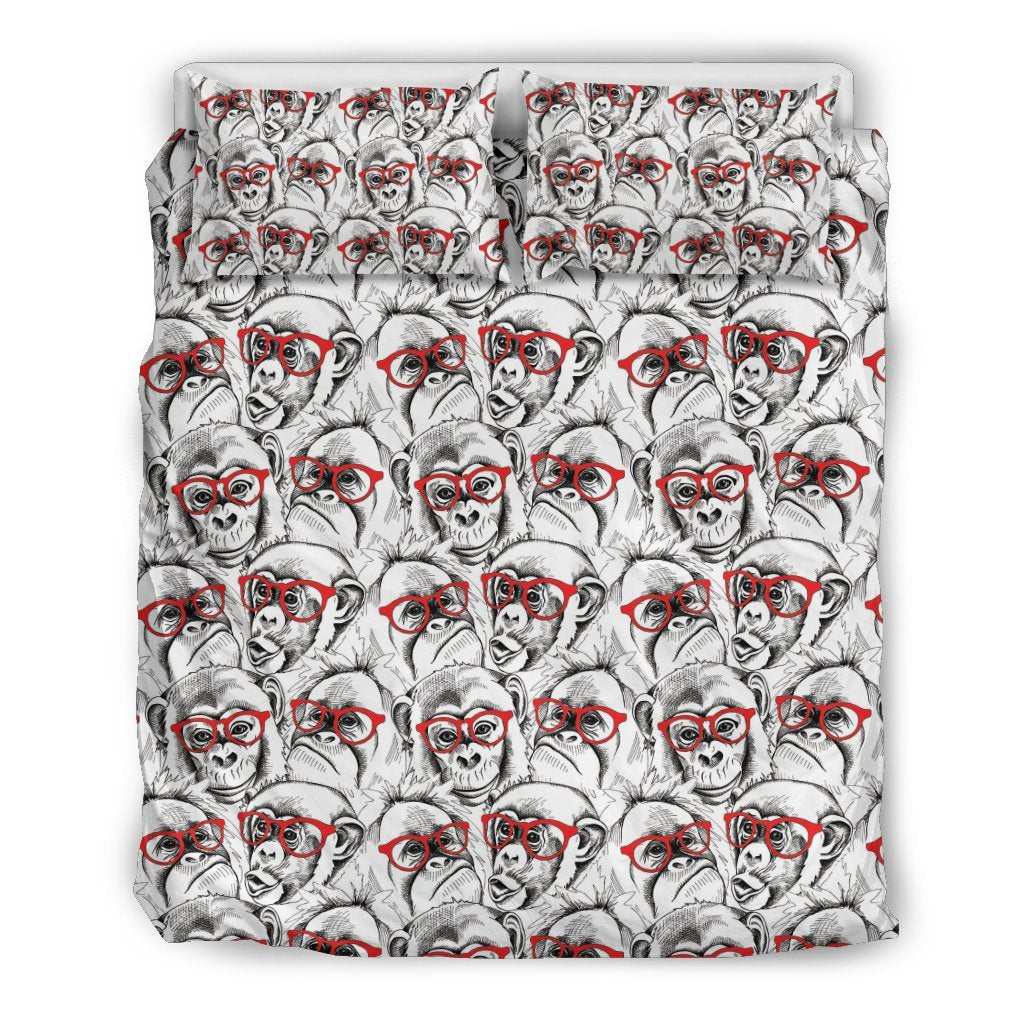 Chimp Monkey Pattern Print Duvet Cover Bedding Set-grizzshop