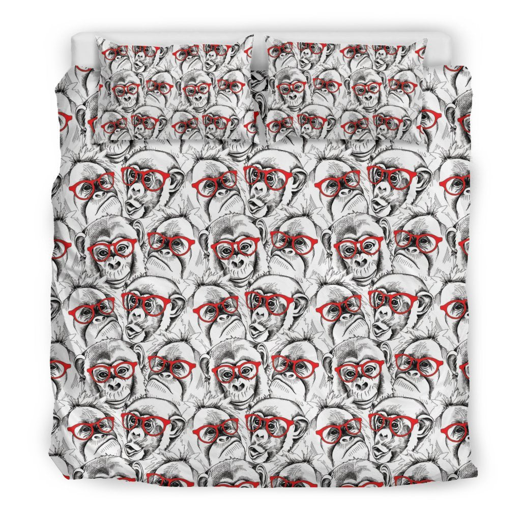 Chimp Monkey Pattern Print Duvet Cover Bedding Set-grizzshop