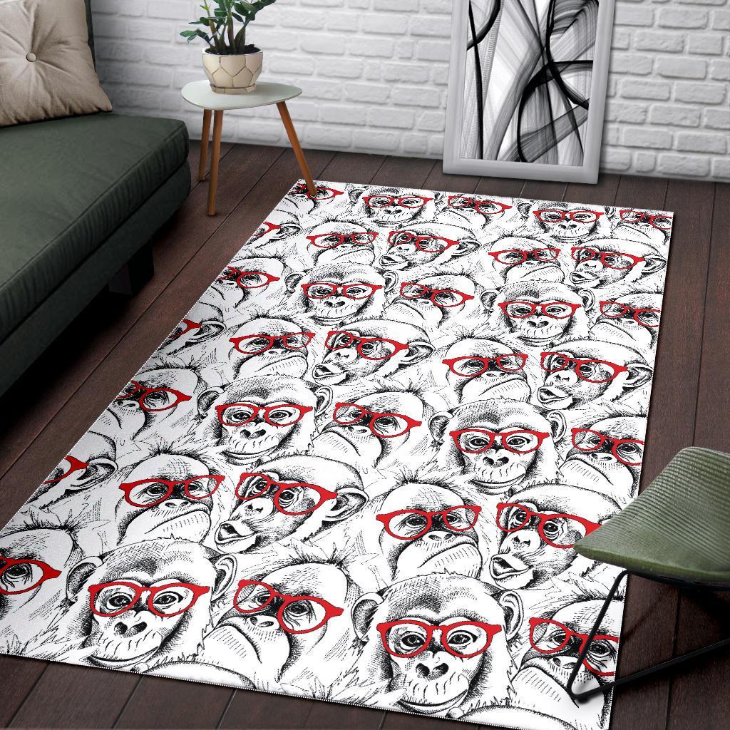 Chimp Monkey Pattern Print Floor Mat-grizzshop