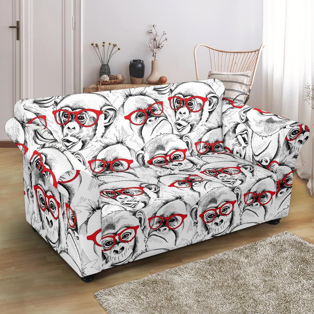 Chimp Monkey Pattern Print Loveseat Cover-grizzshop