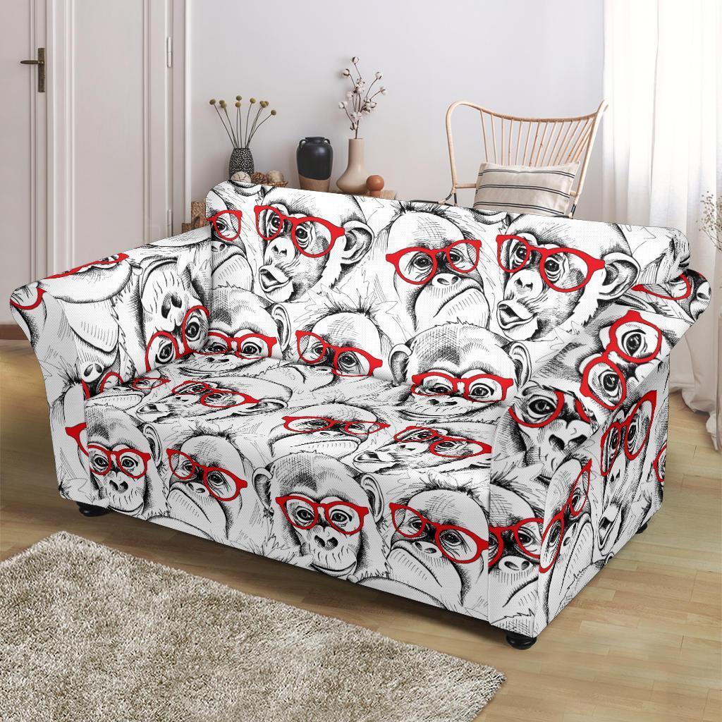 Chimp Monkey Pattern Print Loveseat Cover-grizzshop