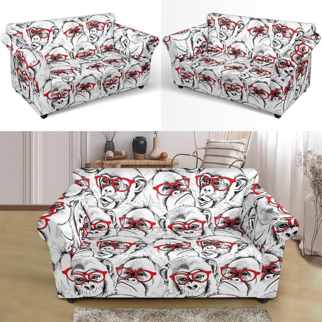 Chimp Monkey Pattern Print Loveseat Cover-grizzshop