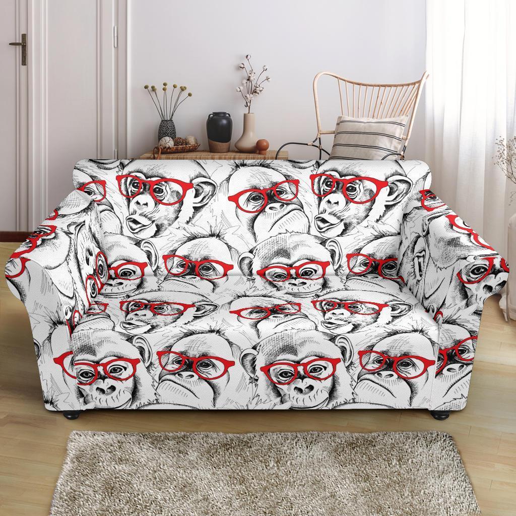 Chimp Monkey Pattern Print Loveseat Cover-grizzshop