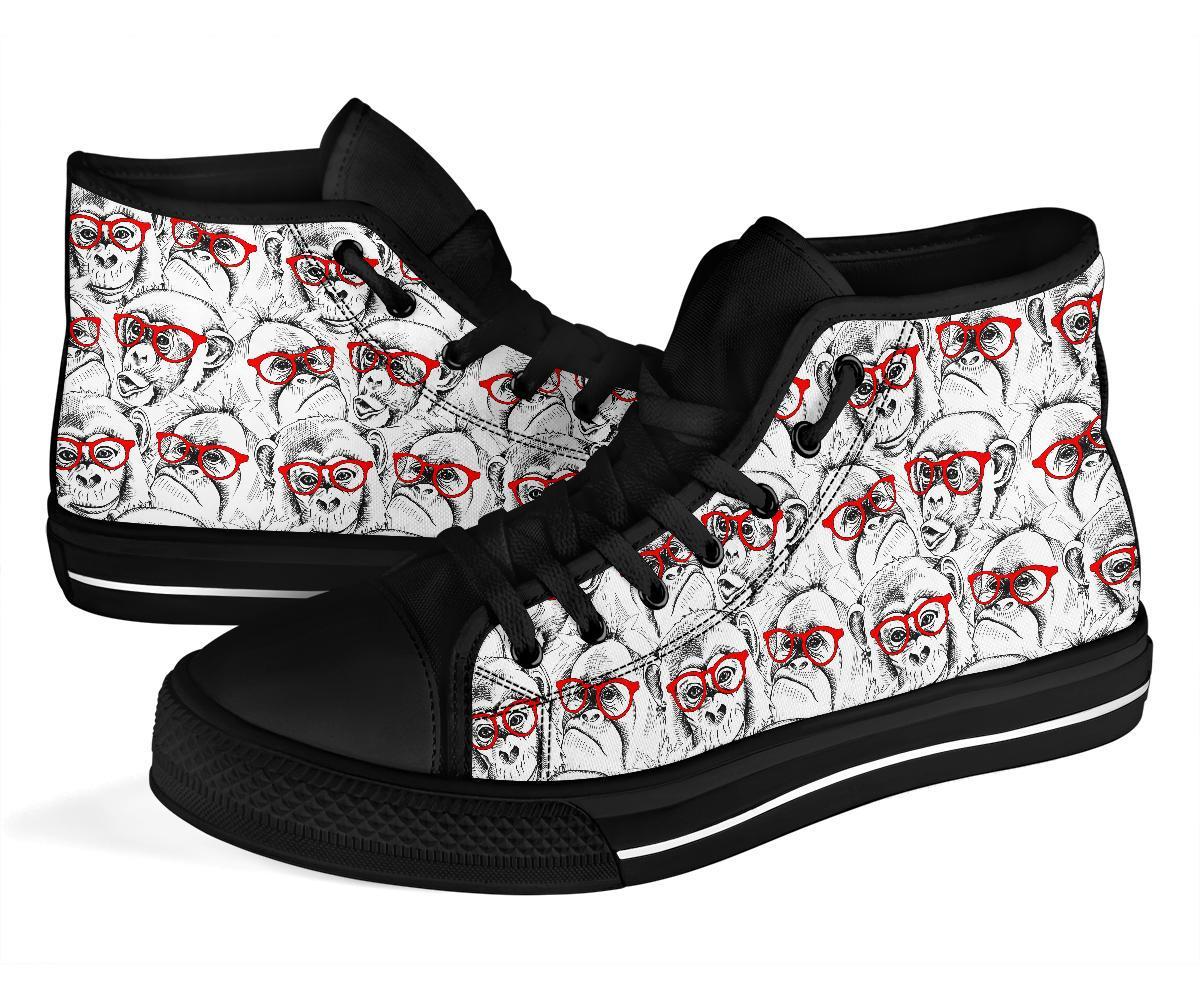 Chimp Monkey Pattern Print Men Women's High Top Shoes-grizzshop