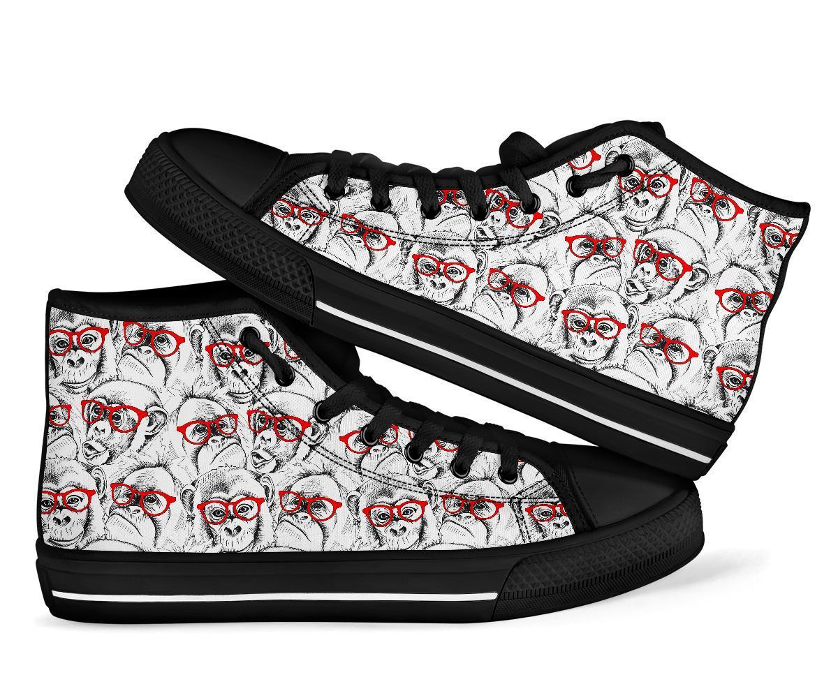 Chimp Monkey Pattern Print Men Women's High Top Shoes-grizzshop