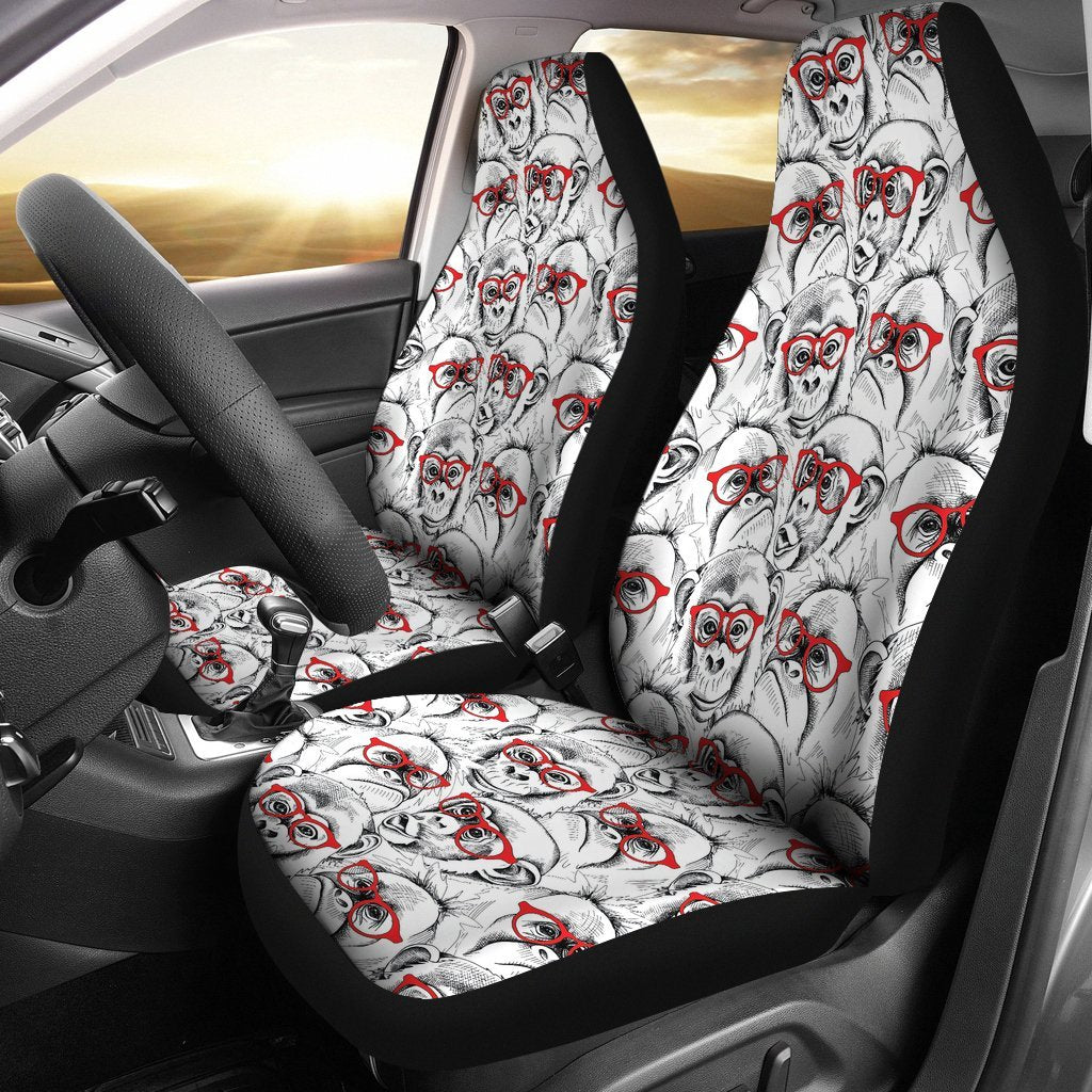 Chimp Monkey Pattern Print Universal Fit Car Seat Cover-grizzshop