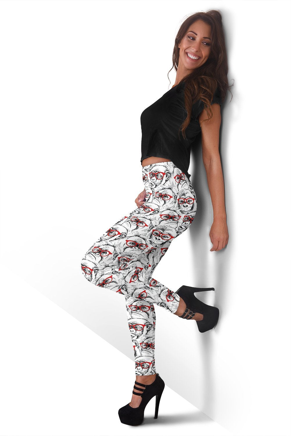 Chimp Monkey Pattern Print Women Leggings-grizzshop