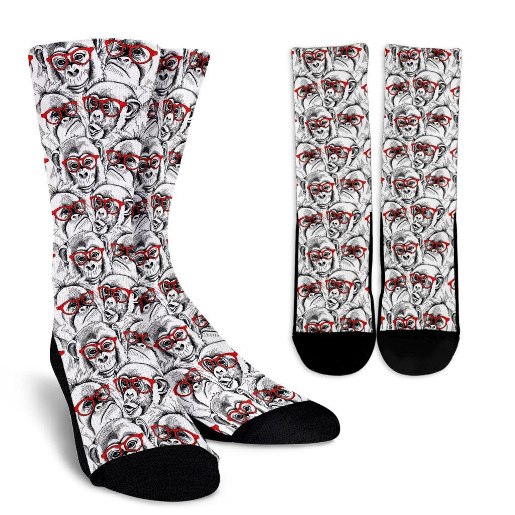 Chimp Monkey Pattern Print Unisex Crew Socks-grizzshop
