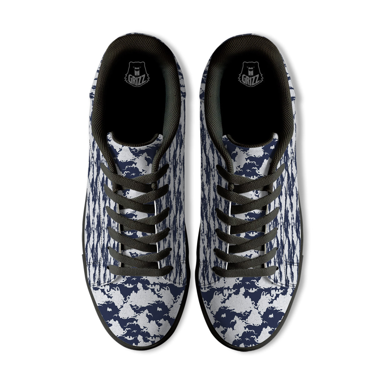 Chinese Cloud Print Pattern Black Low Top Sneakers-grizzshop