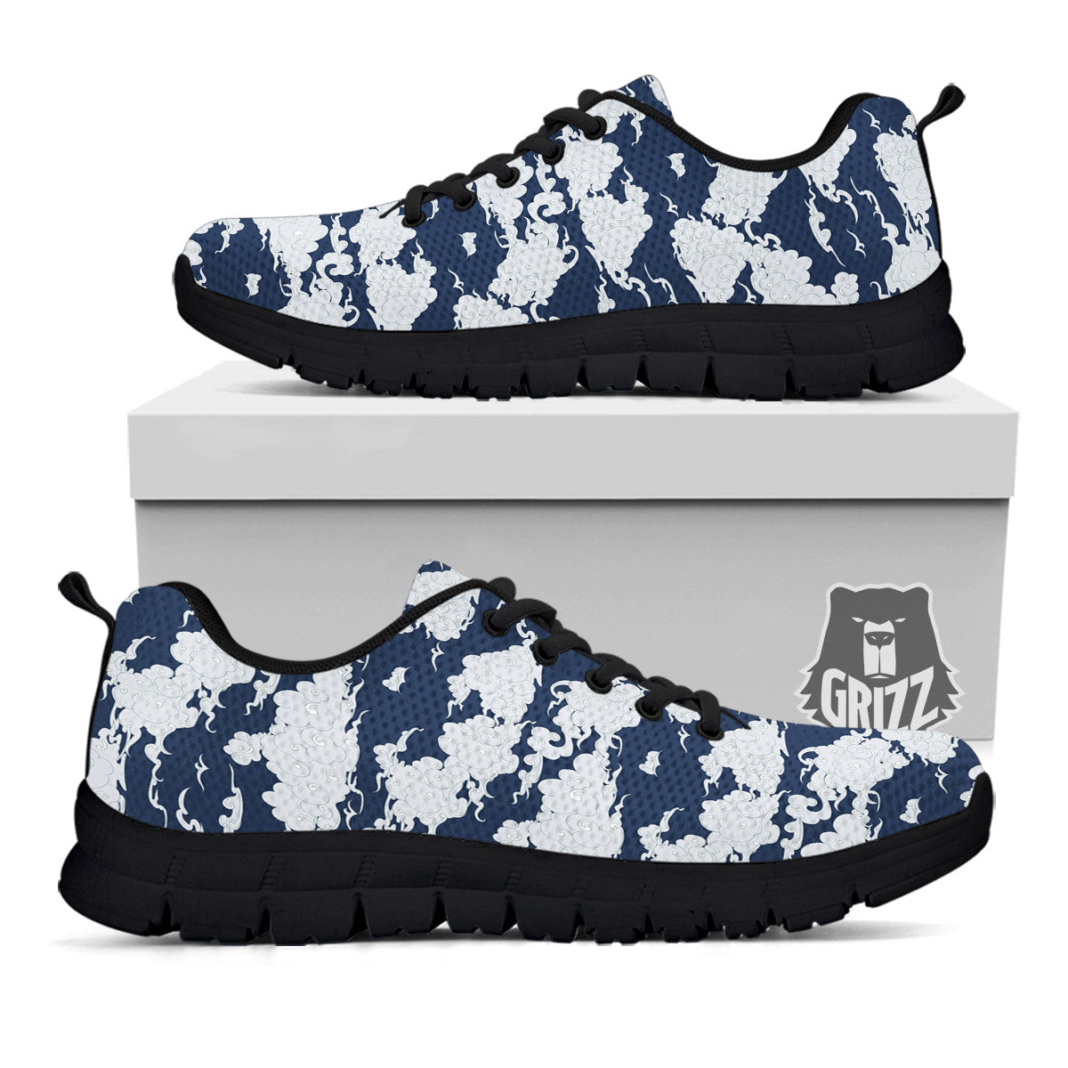 Chinese Cloud Print Pattern Black Sneaker-grizzshop
