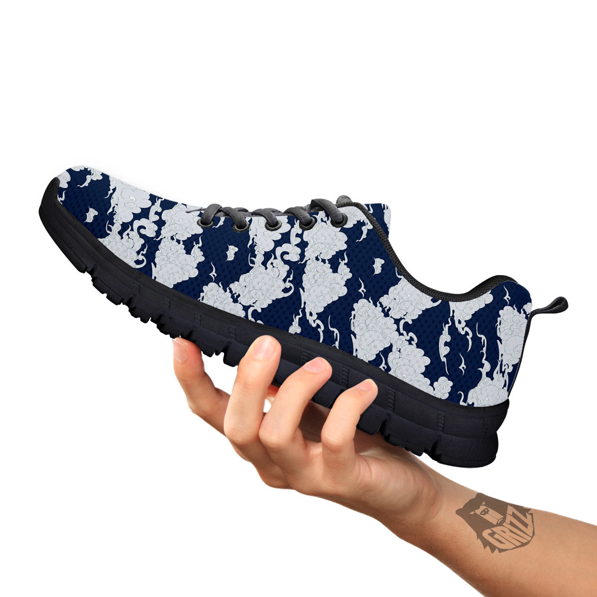 Chinese Cloud Print Pattern Black Sneaker-grizzshop