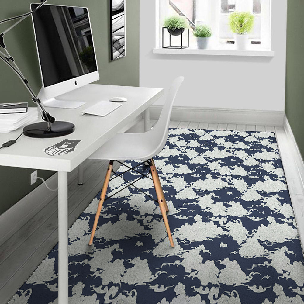 Chinese Cloud Print Pattern Floor Mat-grizzshop