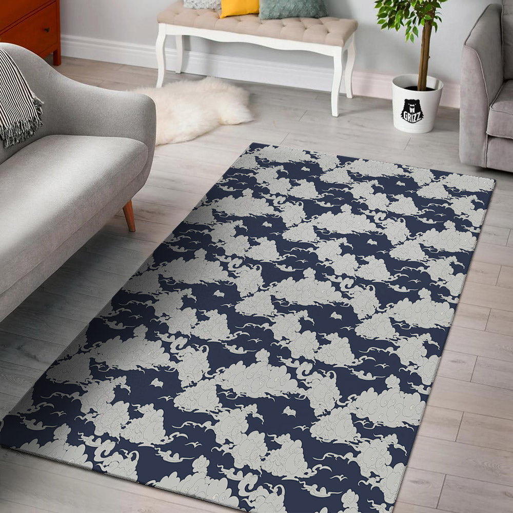 Chinese Cloud Print Pattern Floor Mat-grizzshop