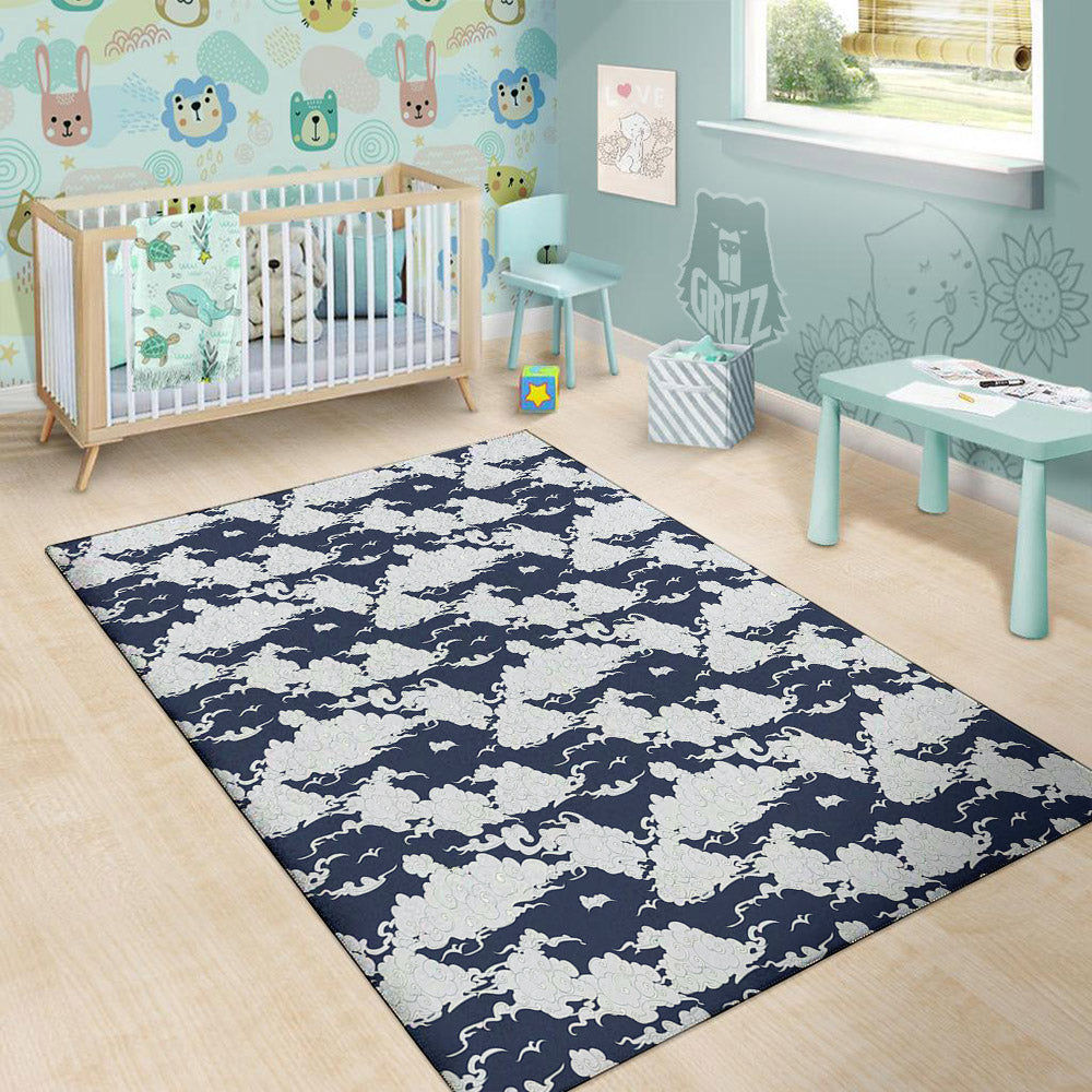 Chinese Cloud Print Pattern Floor Mat-grizzshop