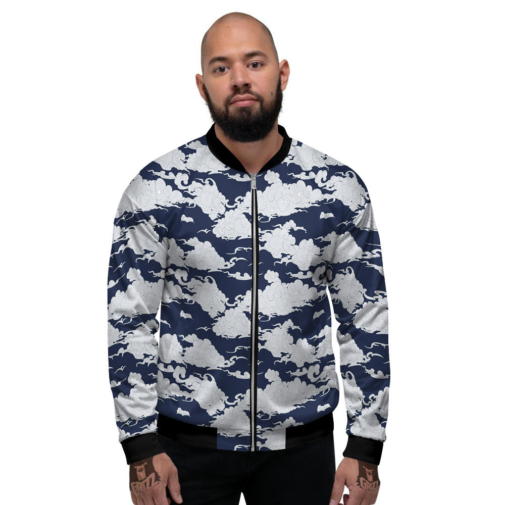 Chinese Cloud Print Pattern Men's Bomber Jacket-grizzshop