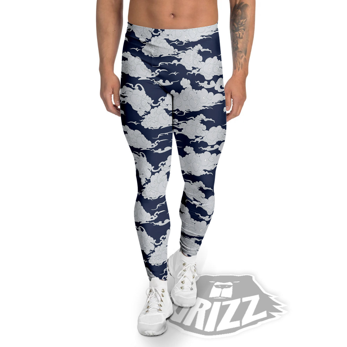 Chinese Cloud Print Pattern Men's Leggings-grizzshop