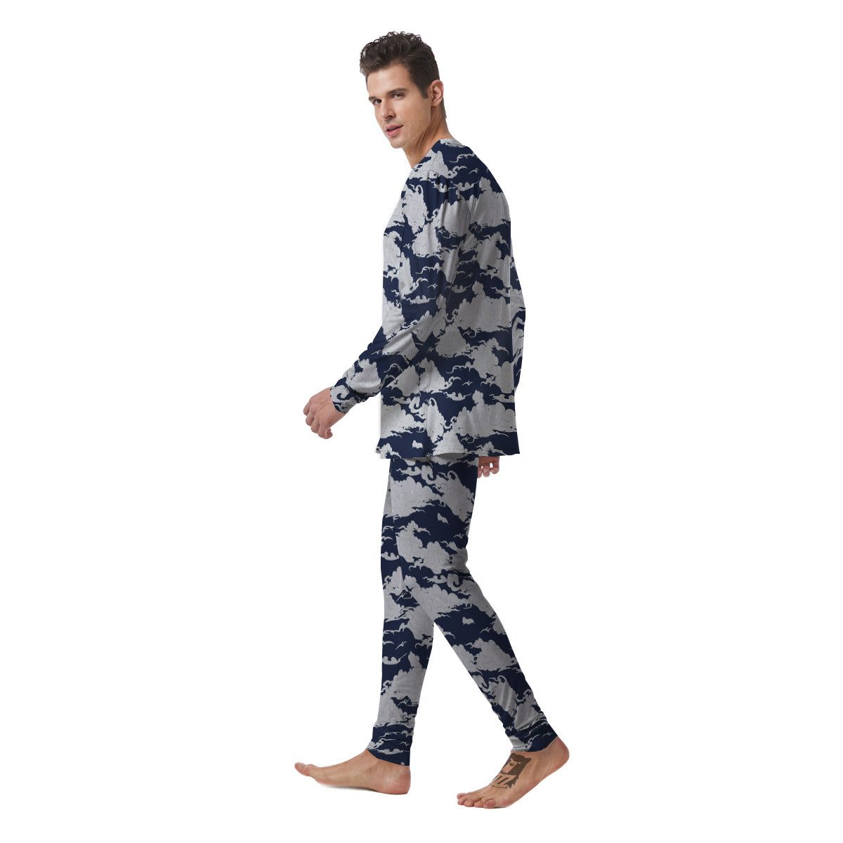 Chinese Cloud Print Pattern Men's Pajamas-grizzshop