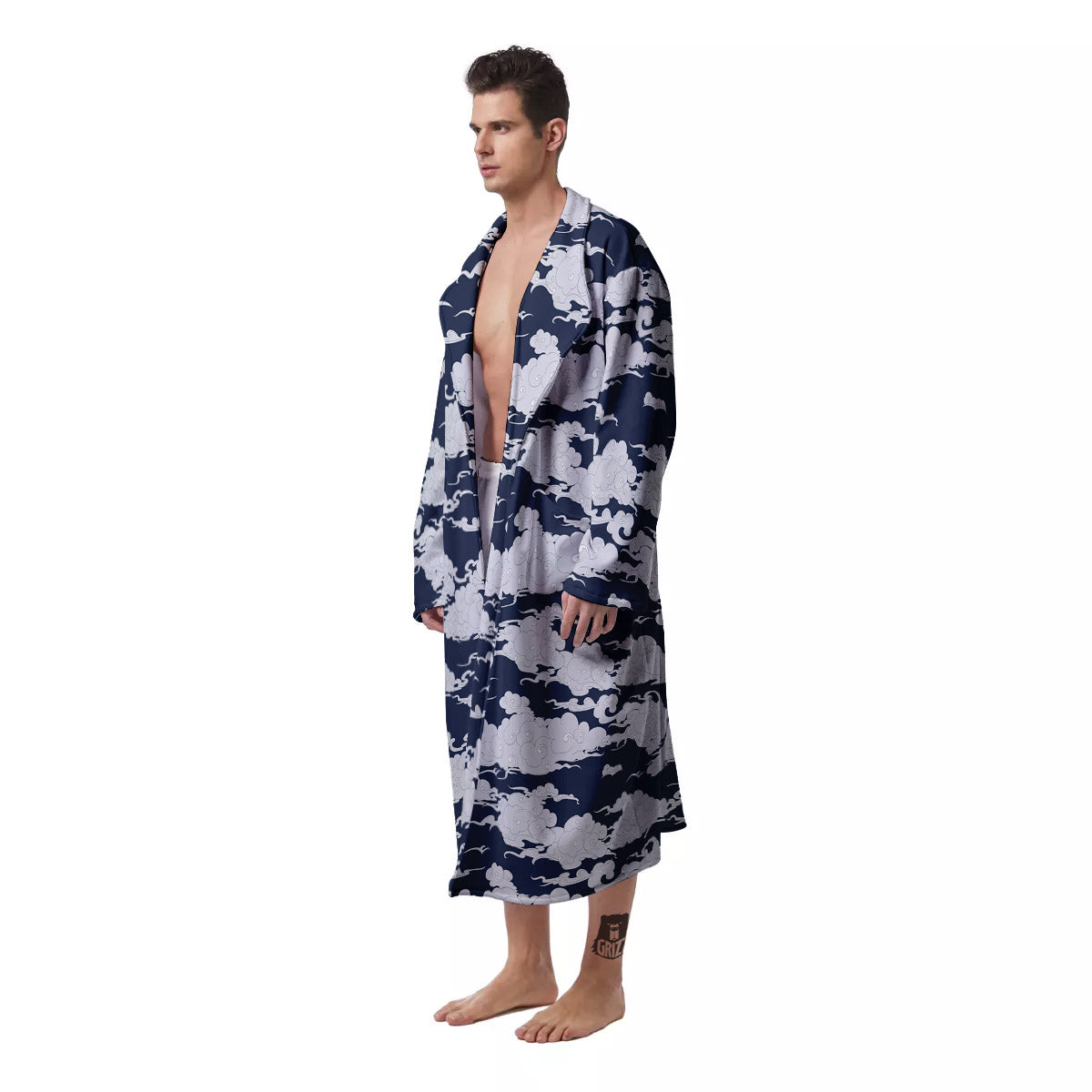 Chinese Cloud Print Pattern Men's Robe-grizzshop
