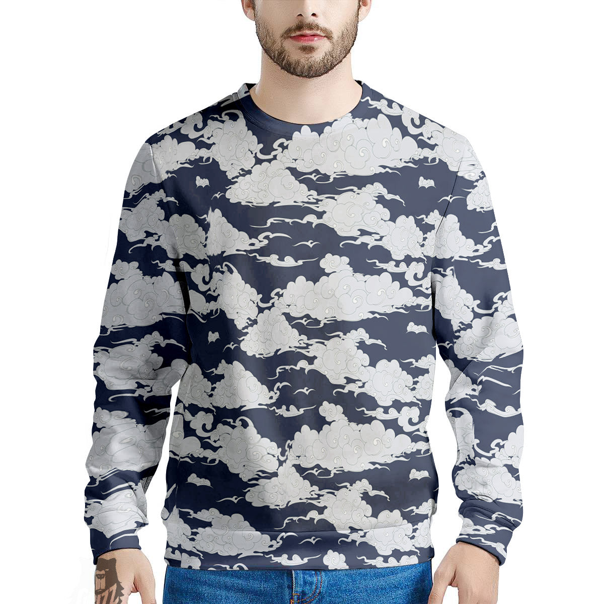 Chinese Cloud Print Pattern Men's Sweatshirt-grizzshop