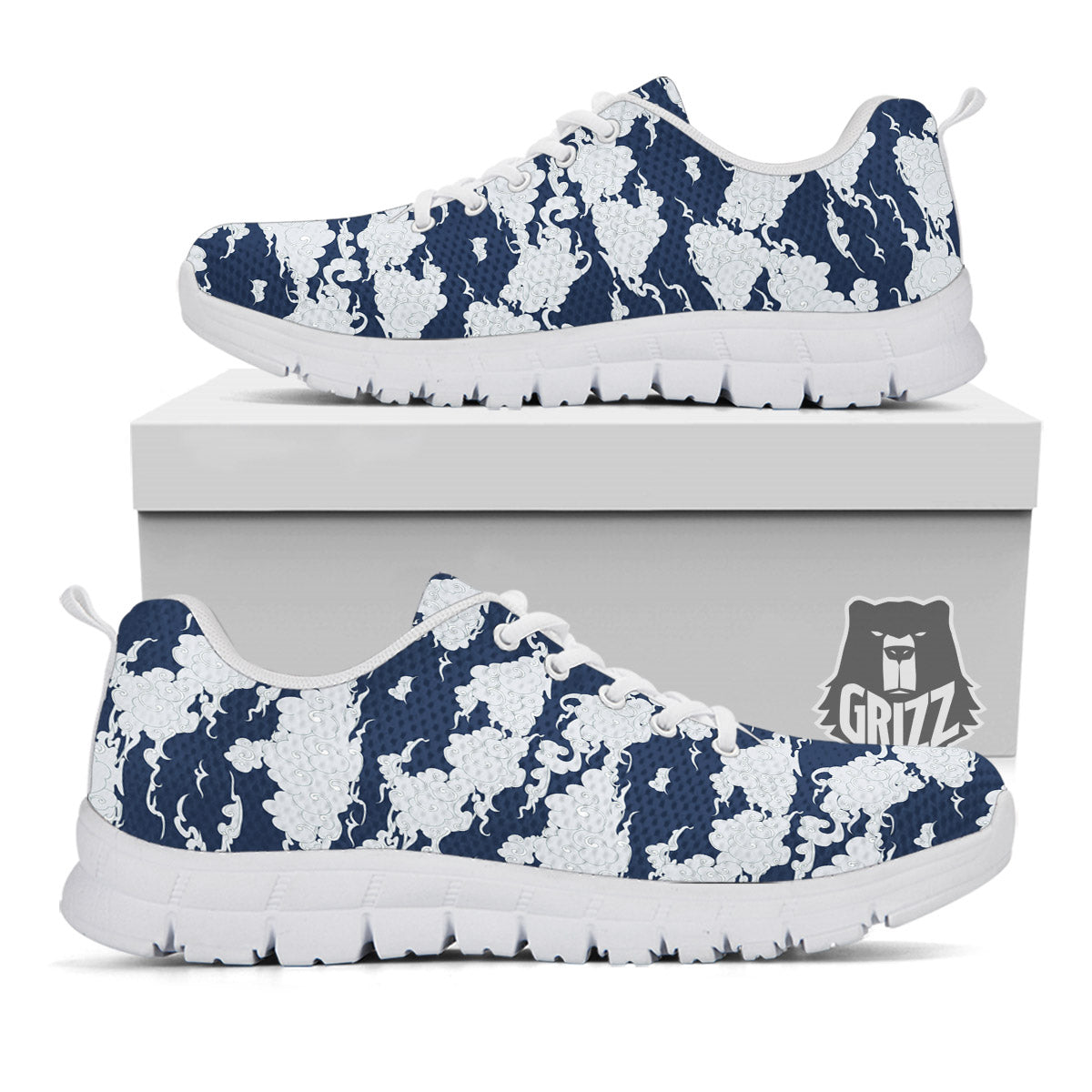 Chinese Cloud Print Pattern White Sneaker-grizzshop