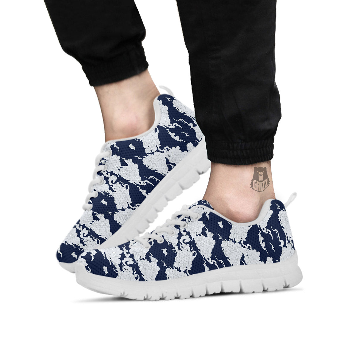 Chinese Cloud Print Pattern White Sneaker-grizzshop