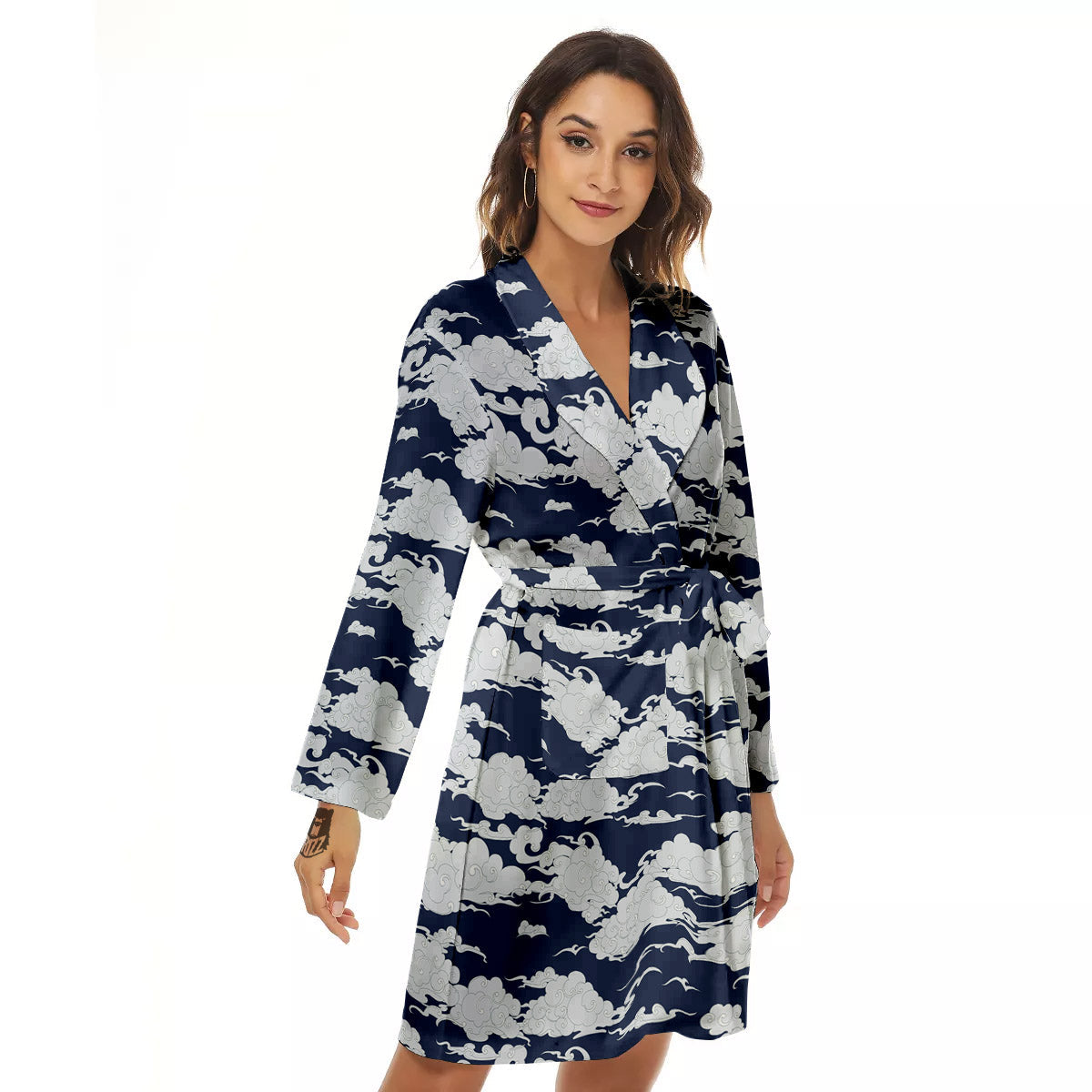 Chinese Cloud Print Pattern Women's Robe-grizzshop