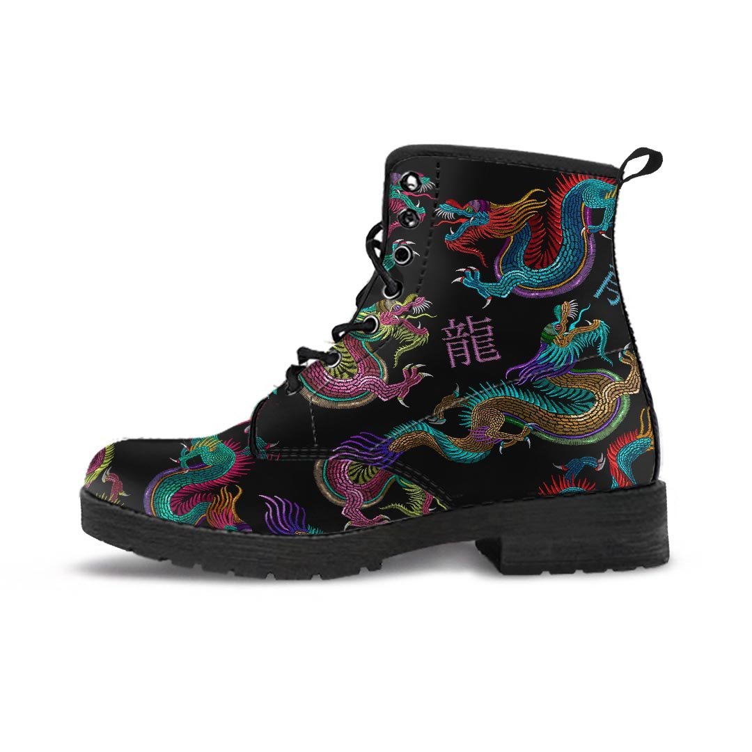 Chinese Dragon Character Print Men's Boots-grizzshop