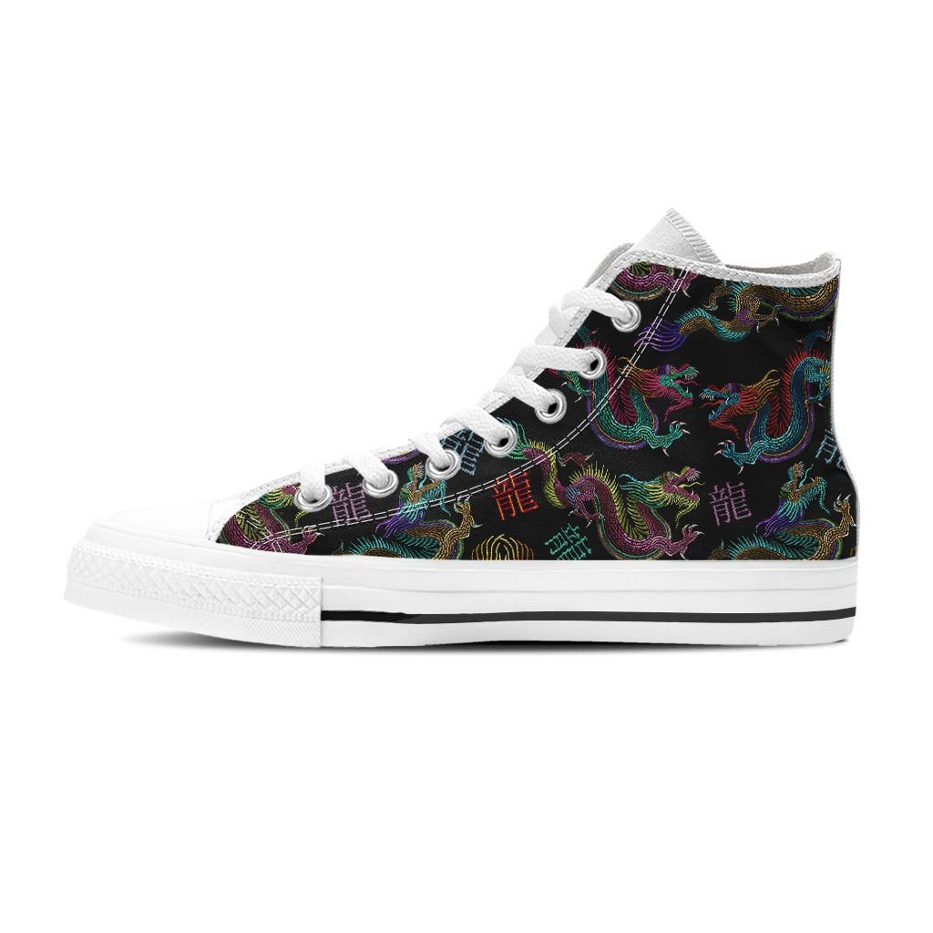 Chinese Dragon Character Print Men's High Top Shoes-grizzshop