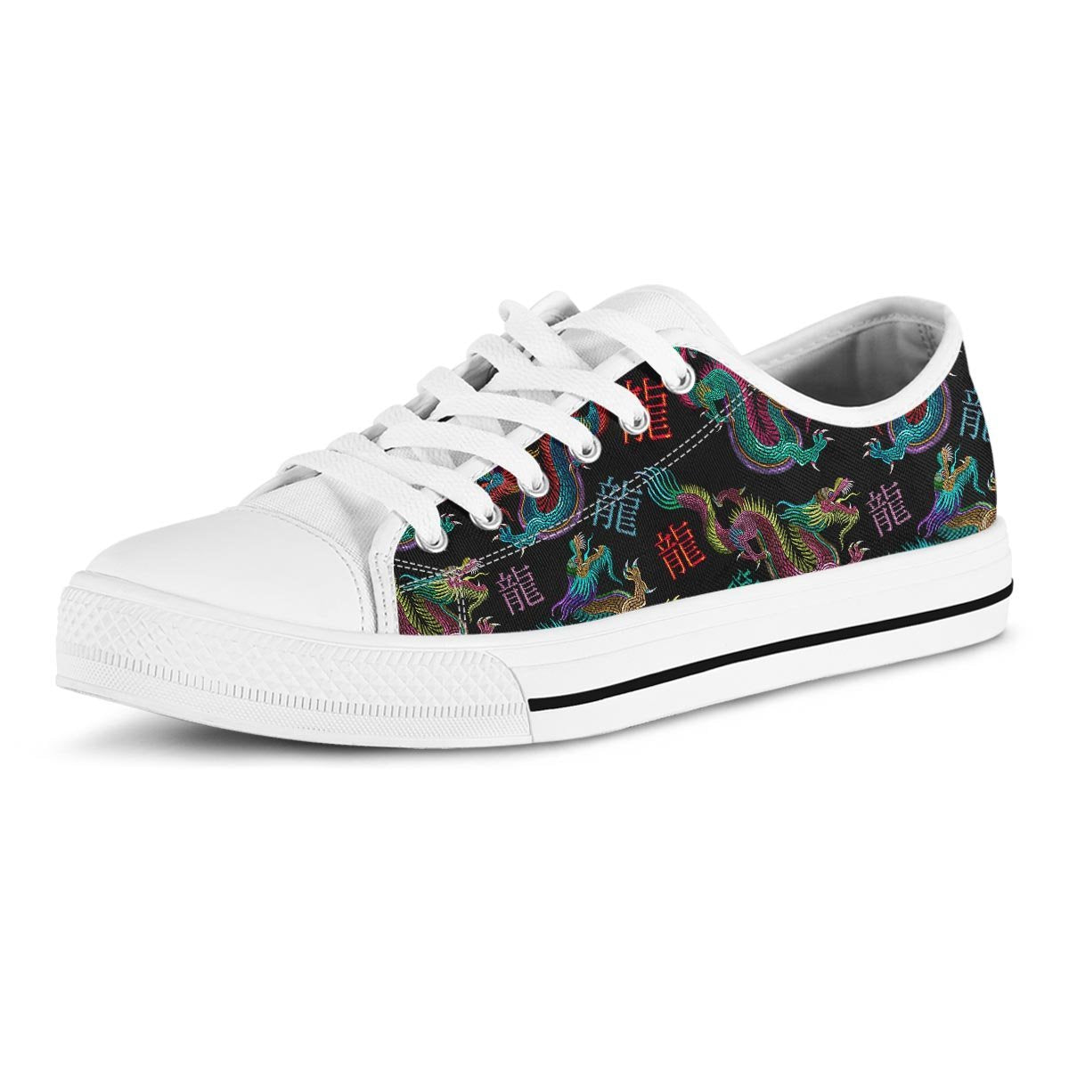 Chinese Dragon Character Print Men's Low Top Shoes-grizzshop