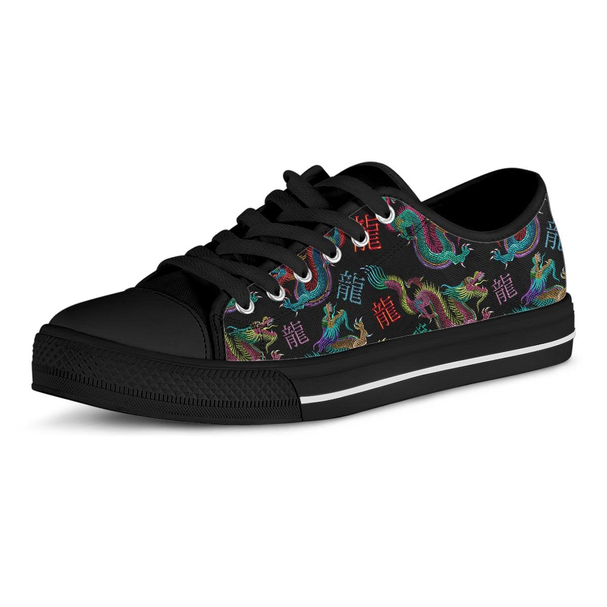 Chinese Dragon Character Print Men's Low Top Shoes-grizzshop