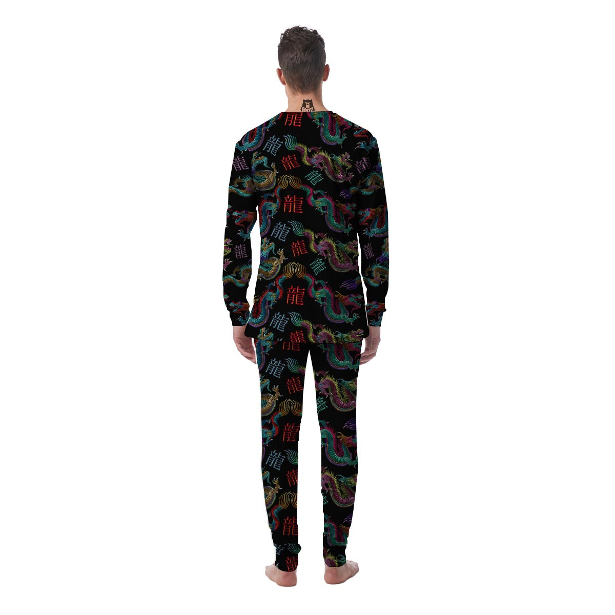 Chinese Dragon Character Print Men's Pajamas-grizzshop