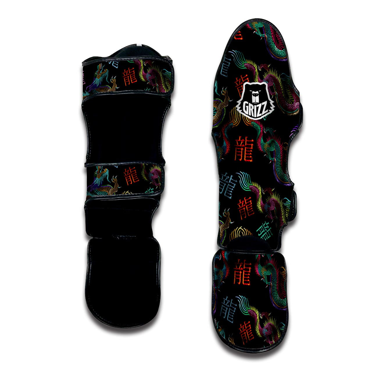 Chinese Dragon Character Print Muay Thai Shin Guard-grizzshop