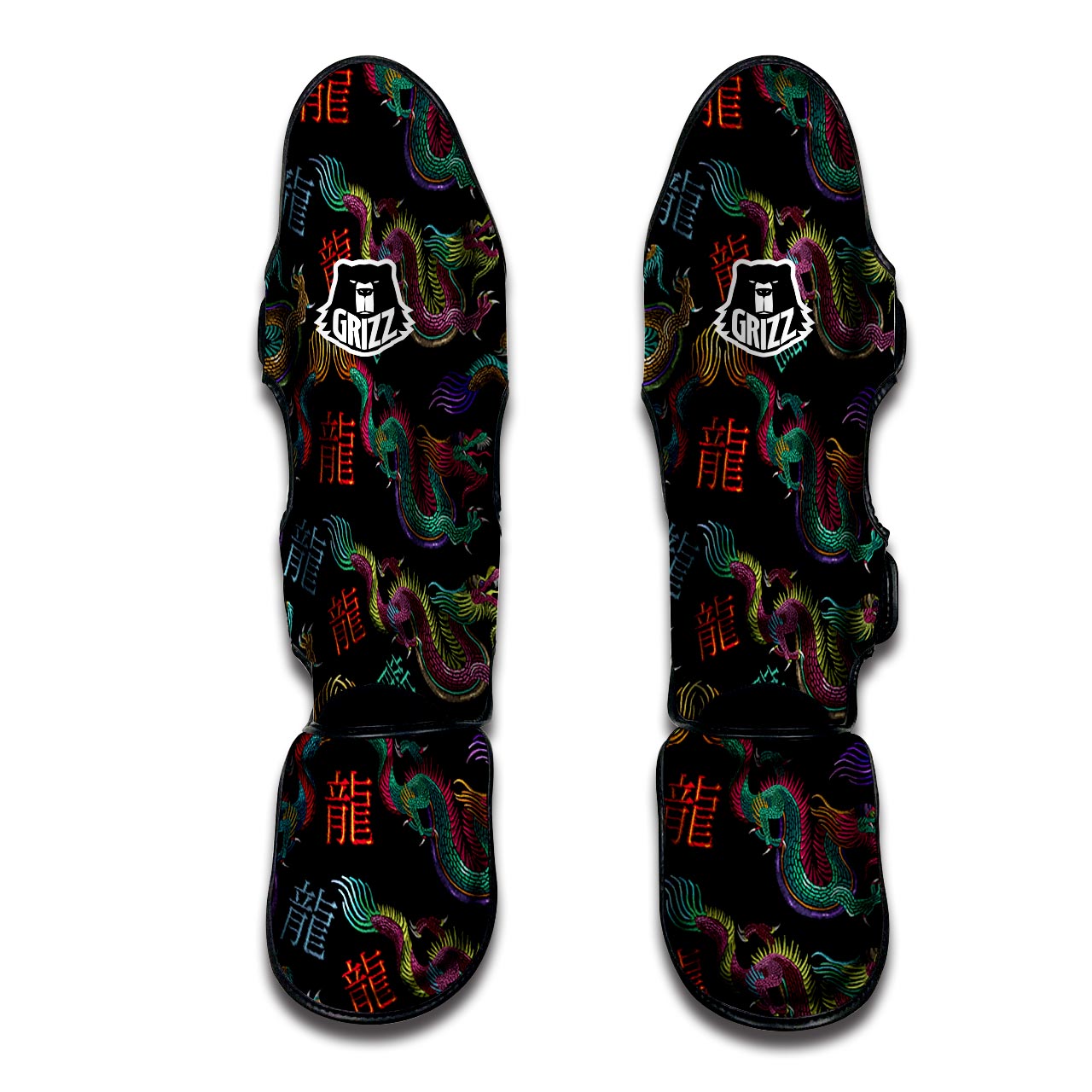 Chinese Dragon Character Print Muay Thai Shin Guard-grizzshop