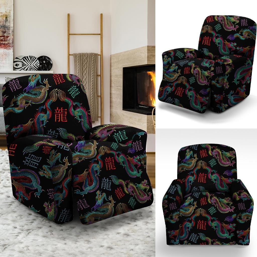 Chinese Dragon Character Print Recliner Cover-grizzshop