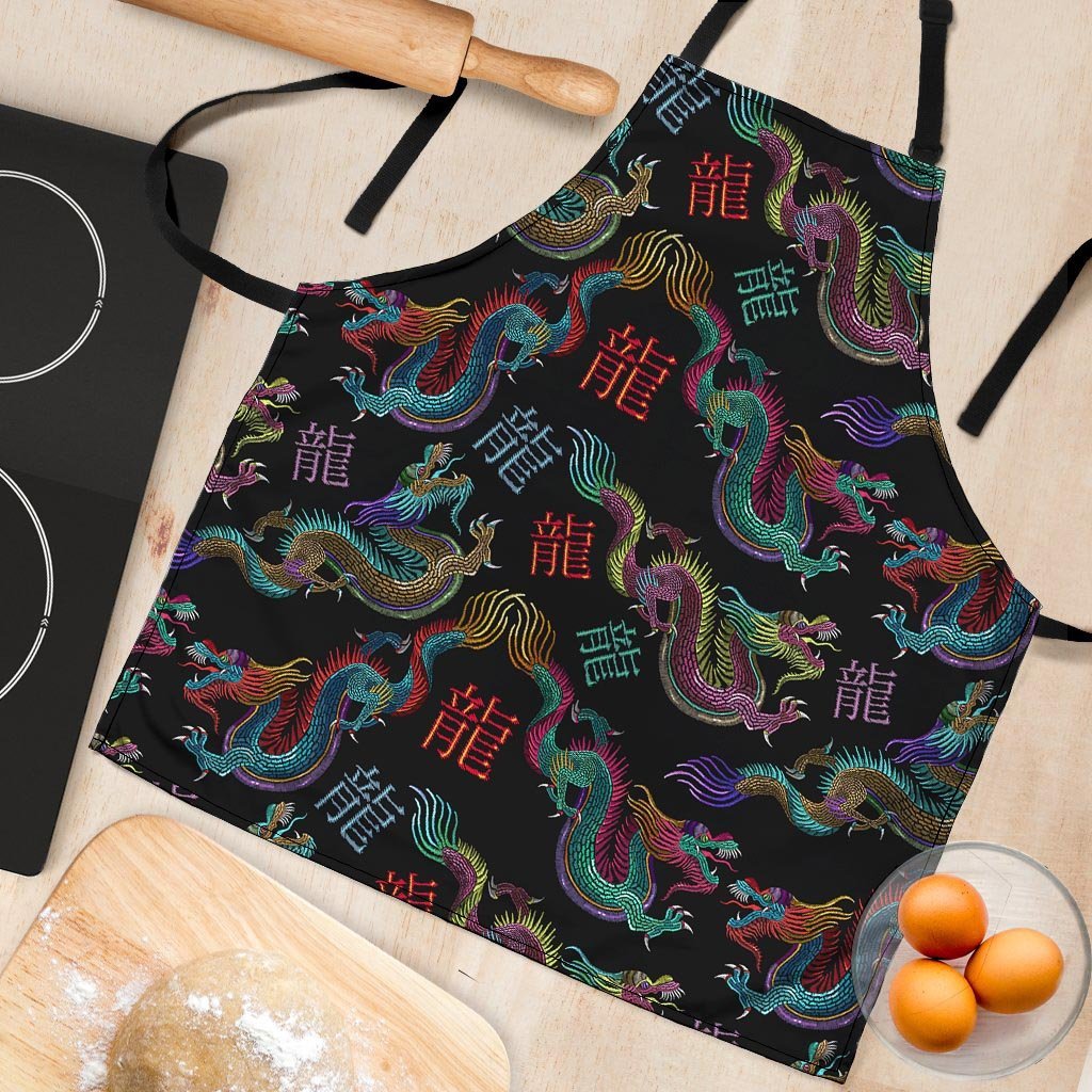 Chinese Dragon Character Print Women's Apron-grizzshop