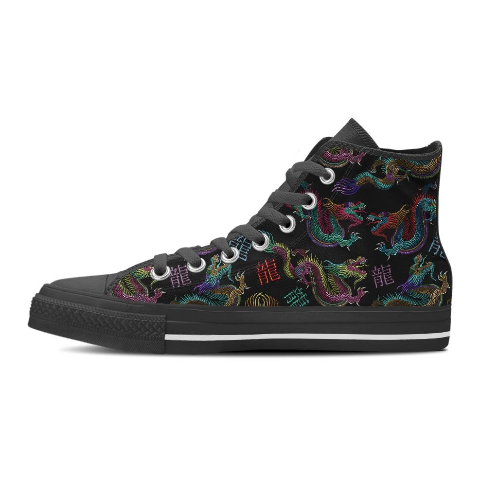 Chinese Dragon Character Print Women's High Top Shoes-grizzshop