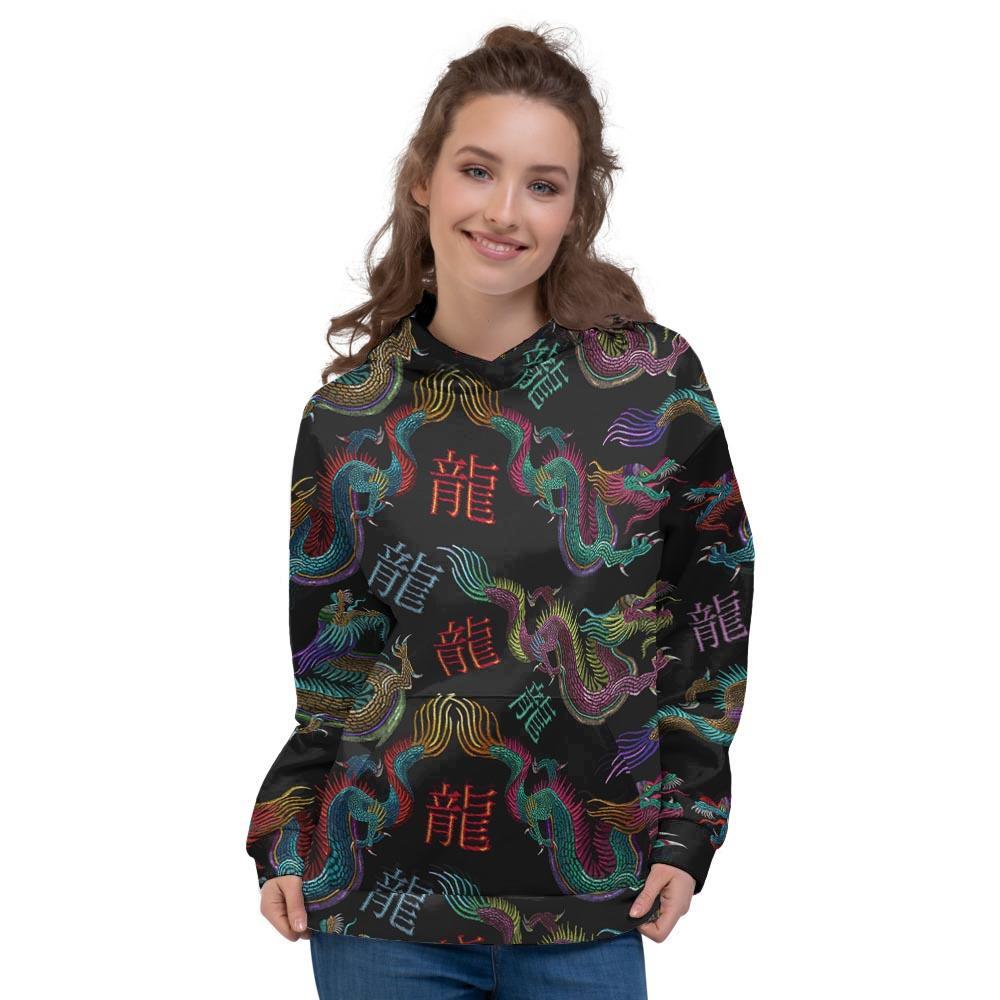 Chinese Dragon Character Print Women's Hoodie-grizzshop