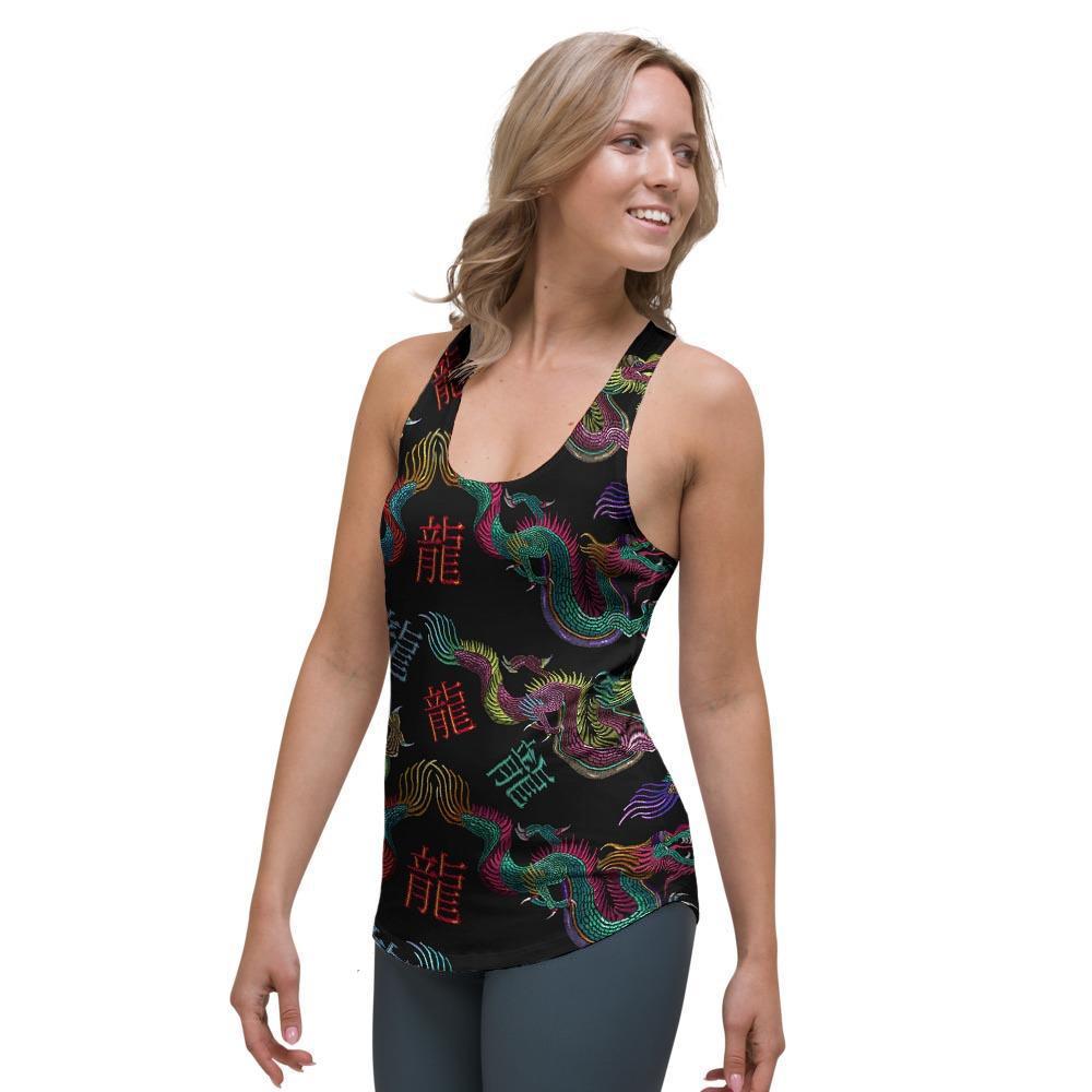 Chinese Dragon Character Print Women's Racerback Tank Top-grizzshop