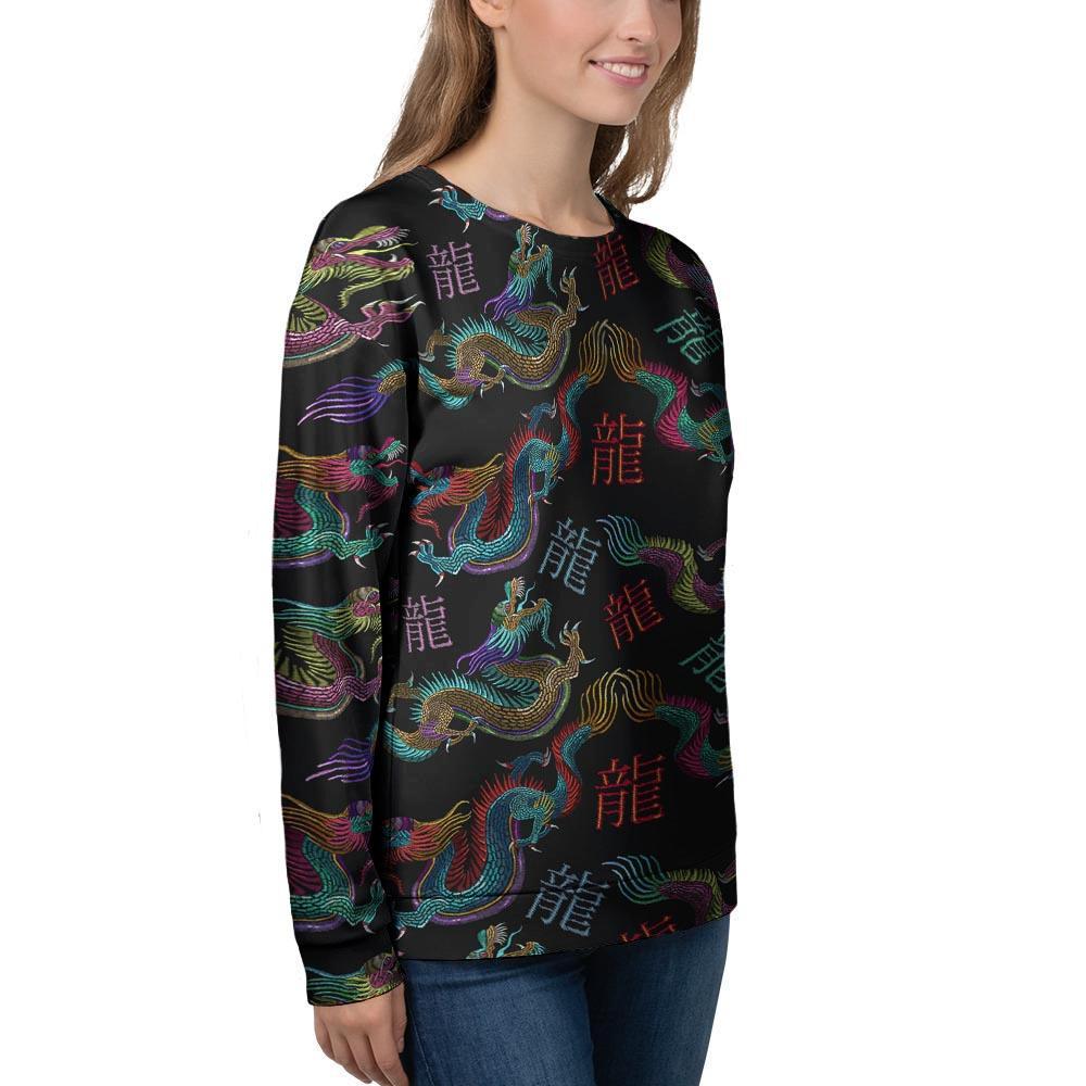 Chinese Dragon Character Print Women's Sweatshirt-grizzshop