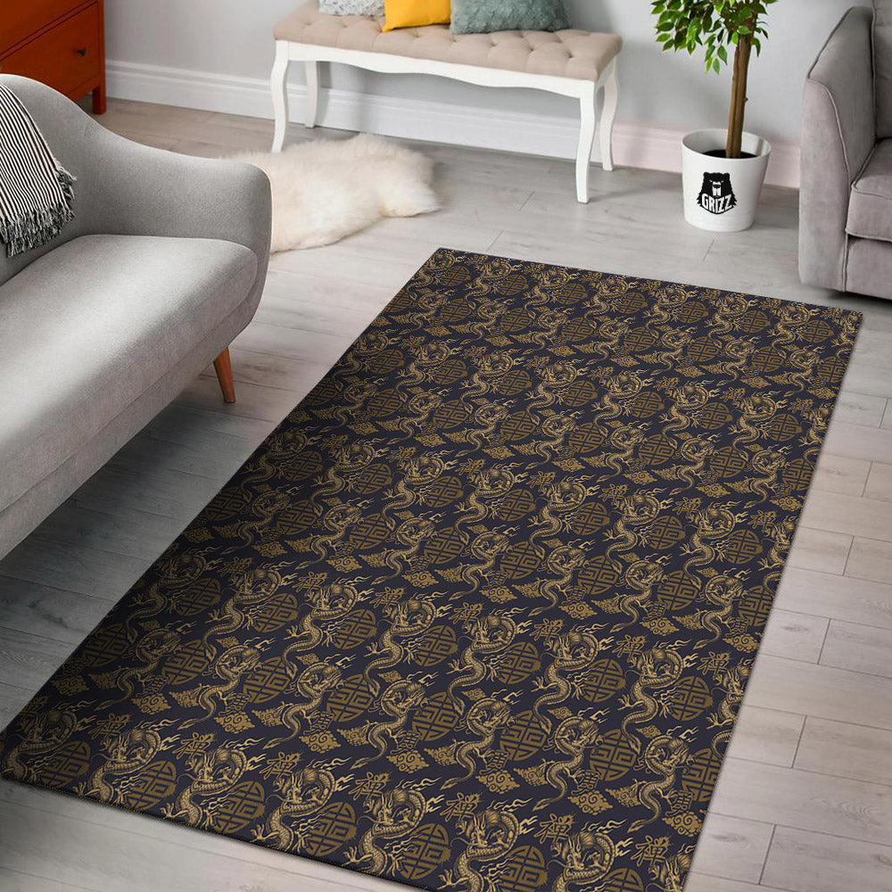 Chinese Dragon Print Pattern Floor Mat-grizzshop