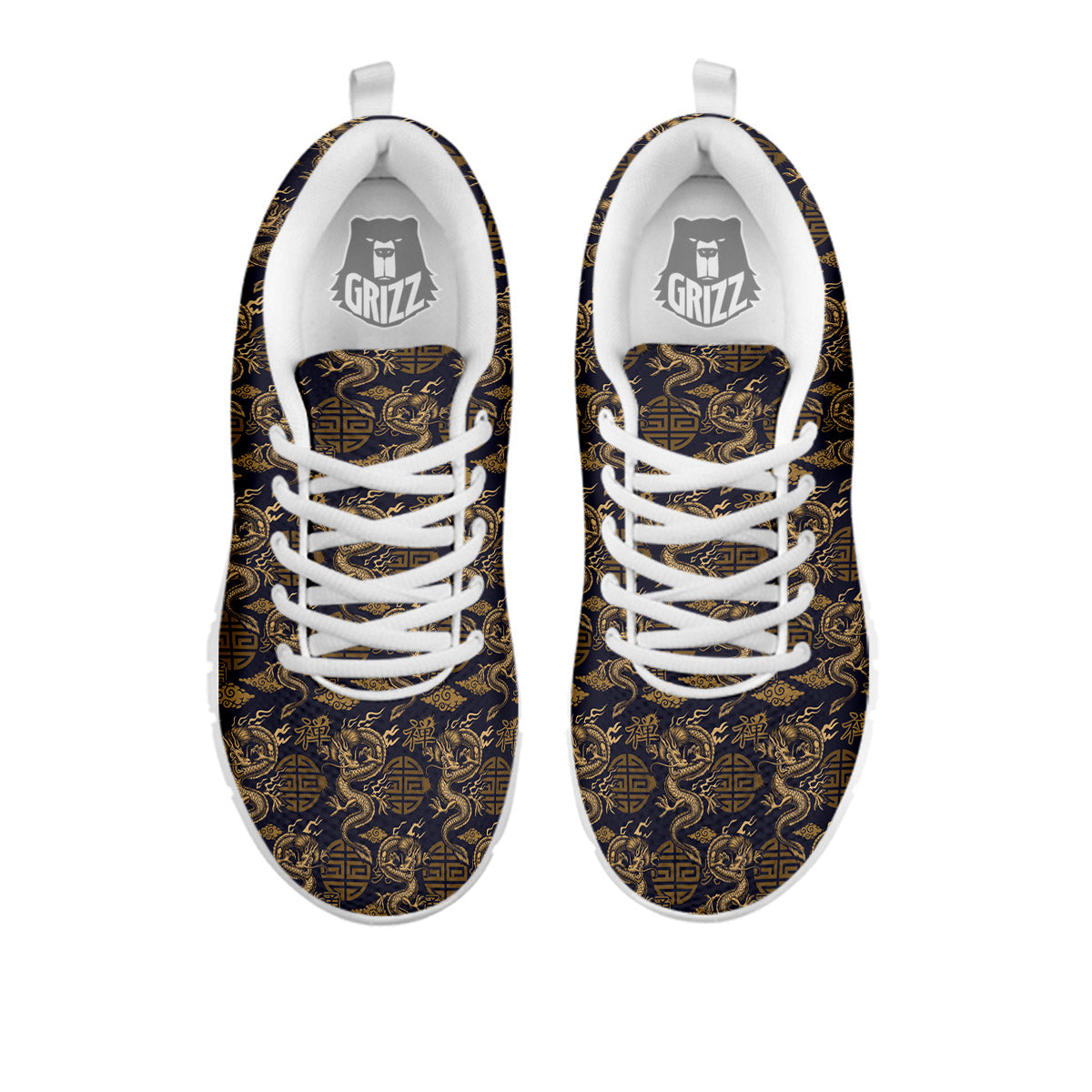 Chinese Dragon Print Pattern White Sneaker-grizzshop