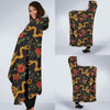 Chinese Dragon Rose Pattern Print Hooded Blanket-grizzshop