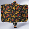 Chinese Dragon Rose Pattern Print Hooded Blanket-grizzshop